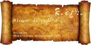 Ringer Árpád névjegykártya