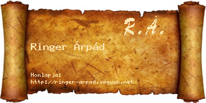 Ringer Árpád névjegykártya